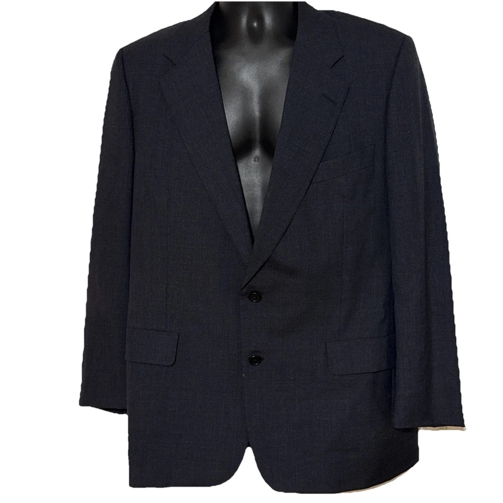 Hickey Freeman Boardroom Blue Check Glen Plaid 44R Pleated Cuff Pants Men’s suit